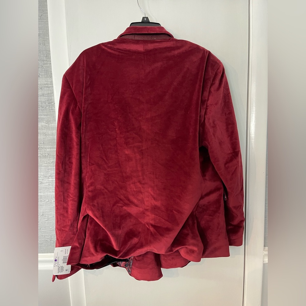 Elegant Double-Breasted Velvet Blazer in Rich Red - Picture 9 of 10